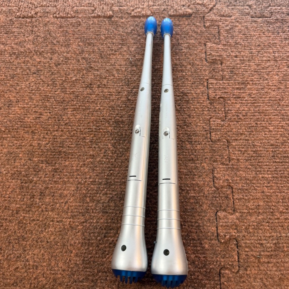 Electronic Air Drumsticks Pair Silver Blue Motion Activated Rhythm Sticks Tested